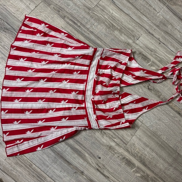 Playboy halter tank top striped white red buttons pin up girl rabbit heads RARE - Picture 4 of 11